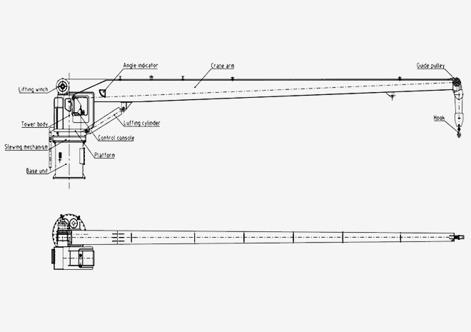 Marine Stiff Boom Crane Drawing