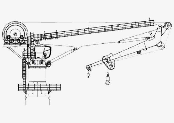 Marine Knuckle Boom Crane Drawing