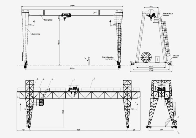 rail gantry crane drawing