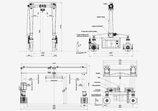 rubber tyre gantry crane dtawing